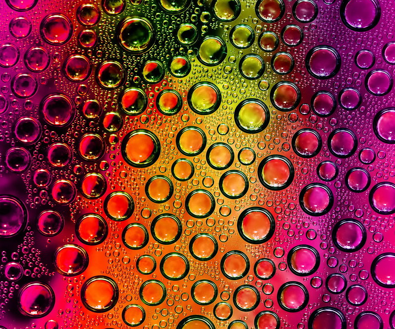 Colorful Bubbles on Glass — Red
