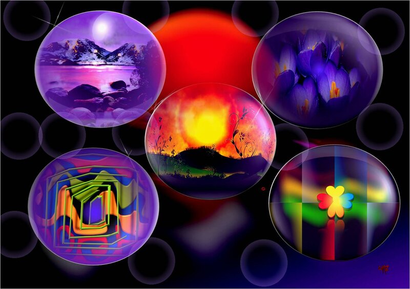 Colorful Bubbles with Scenes