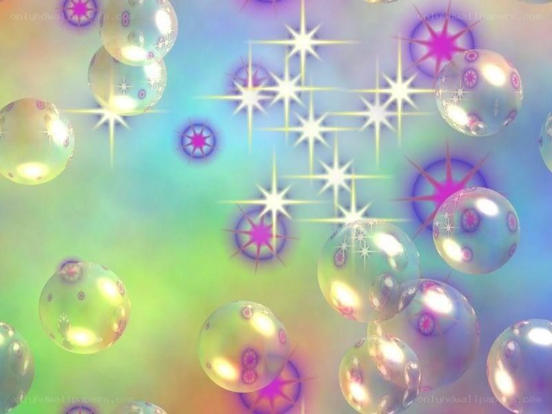 Colorful bubbles with starbursts