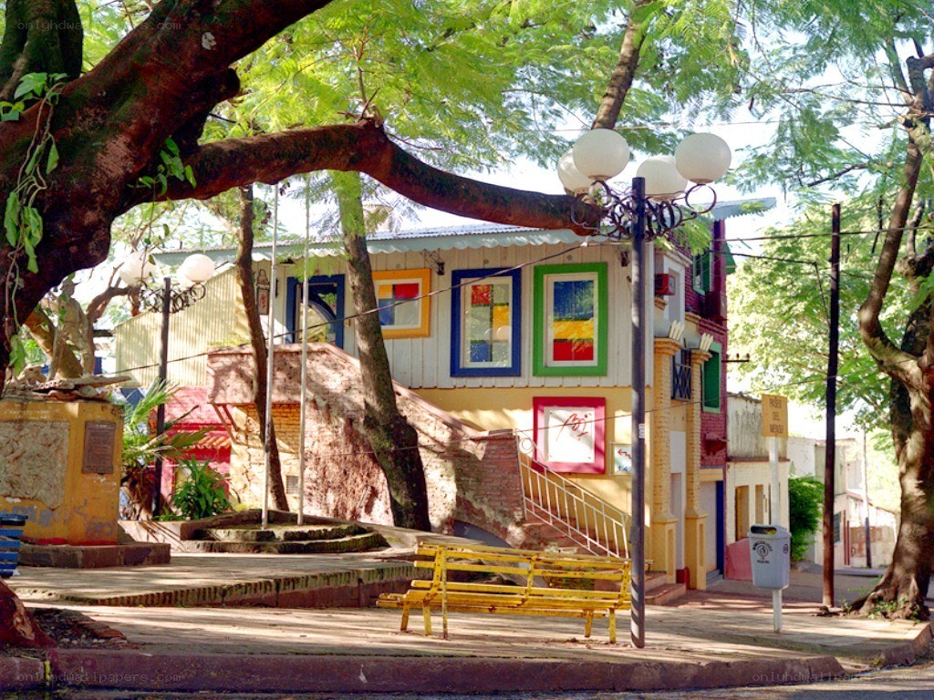 Colorful building in a park