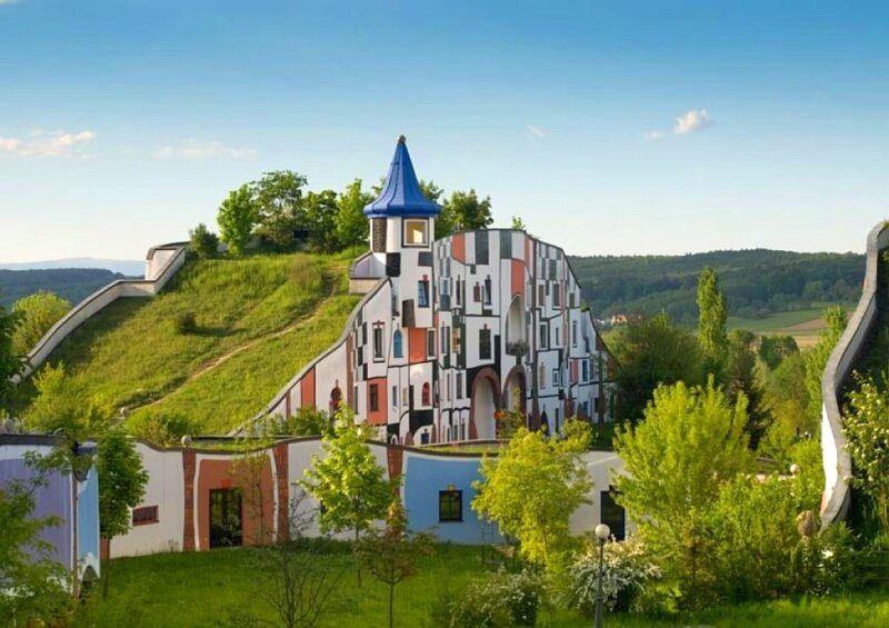 Colorful Building on Hill
