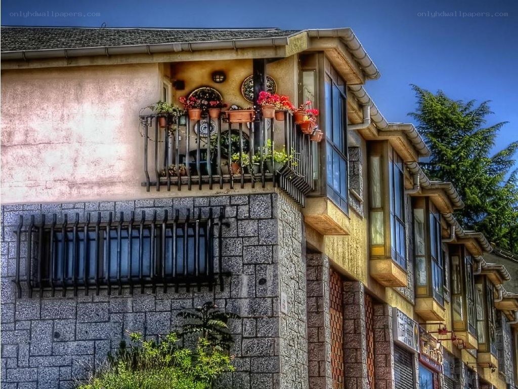 colorful building with balcony