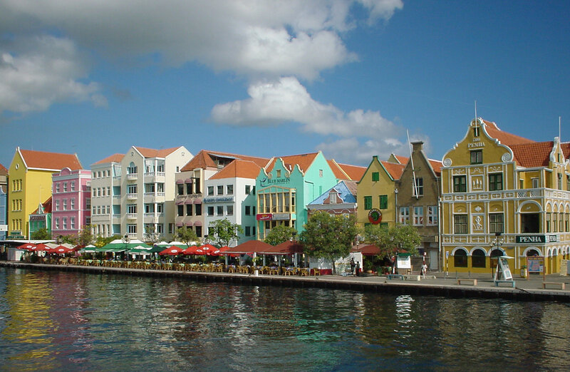 Colorful buildings along a canal