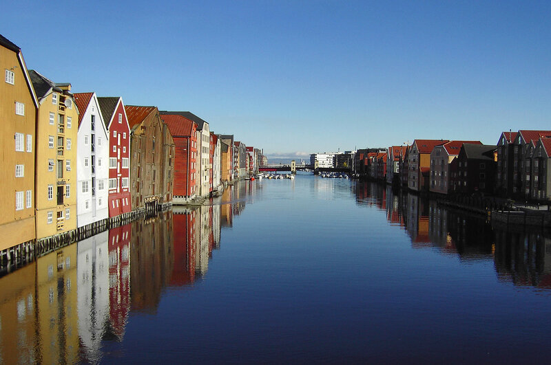 Colorful buildings along a canal