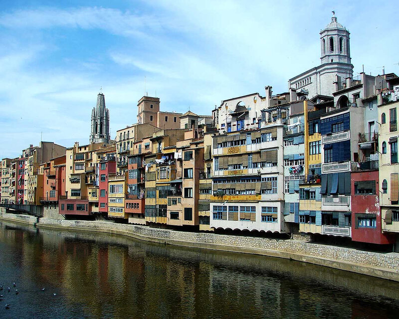 Colorful buildings along a river