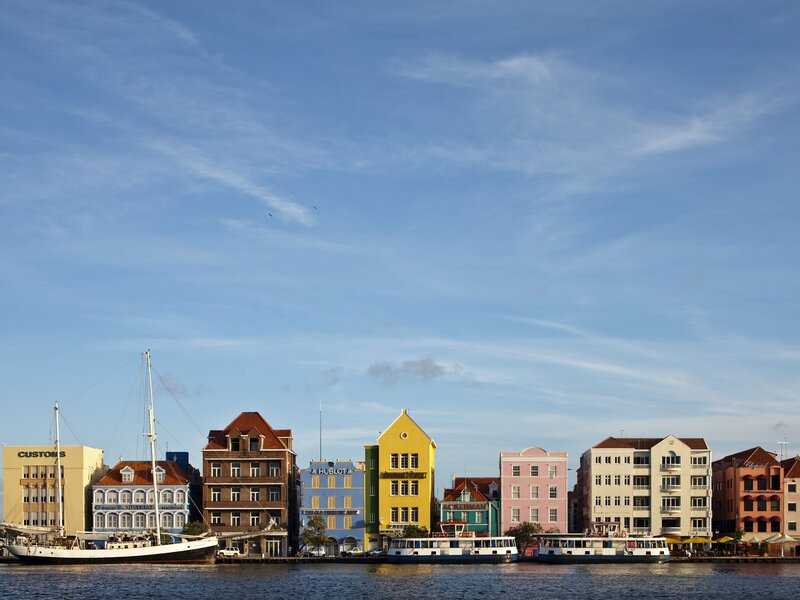 Colorful buildings along a waterfront