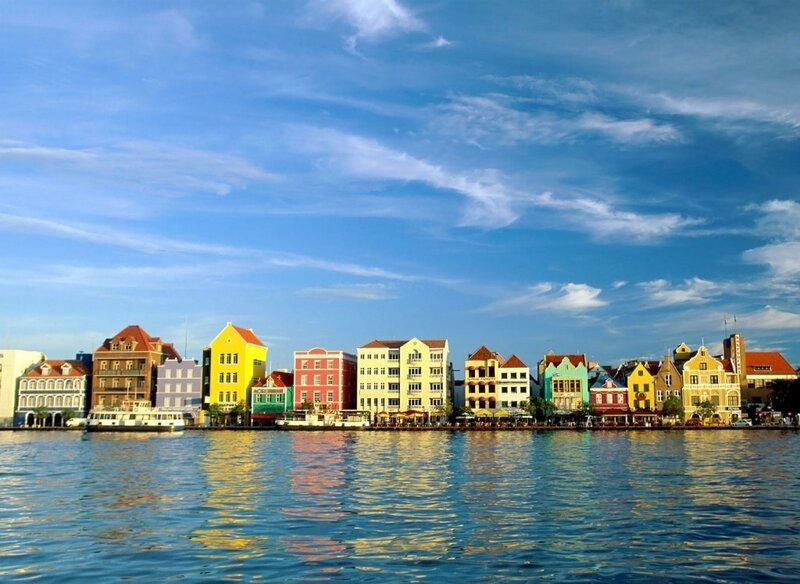Colorful buildings along a waterfront