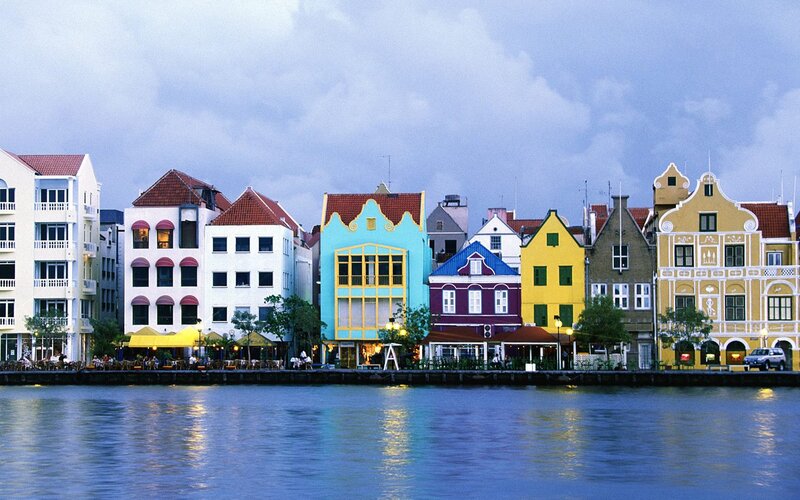 Colorful Buildings Along Waterfront