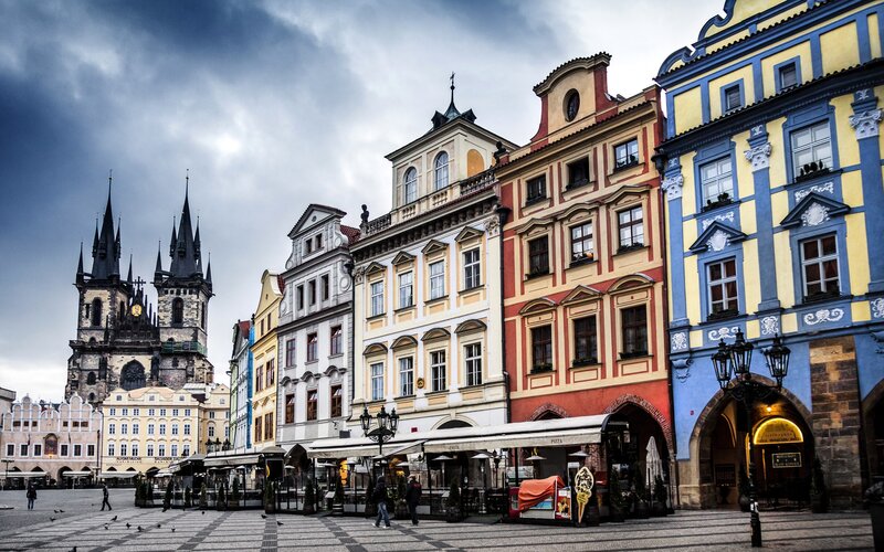 Colorful Buildings and Church
