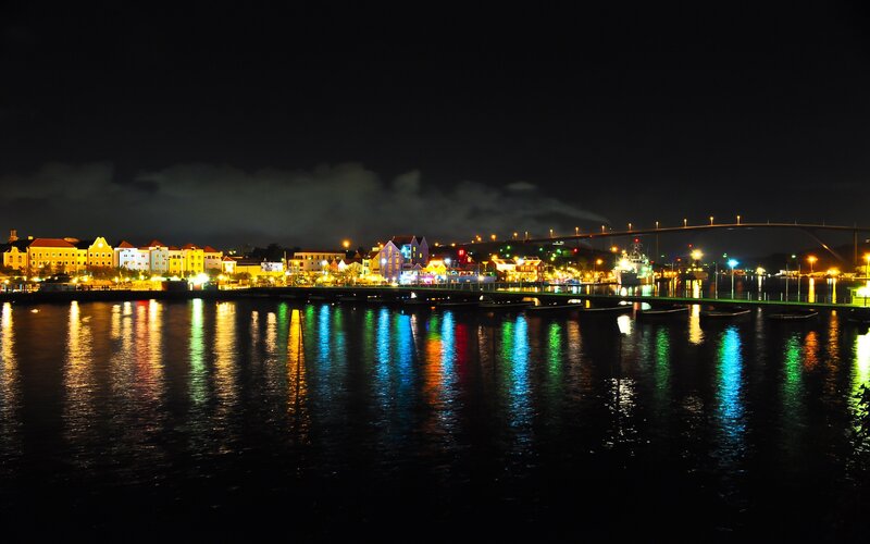 Colorful Buildings at Night — Black