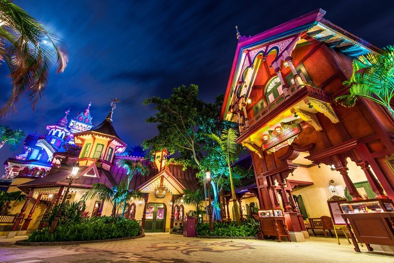 Colorful Buildings at Night — Blue, Dramatic