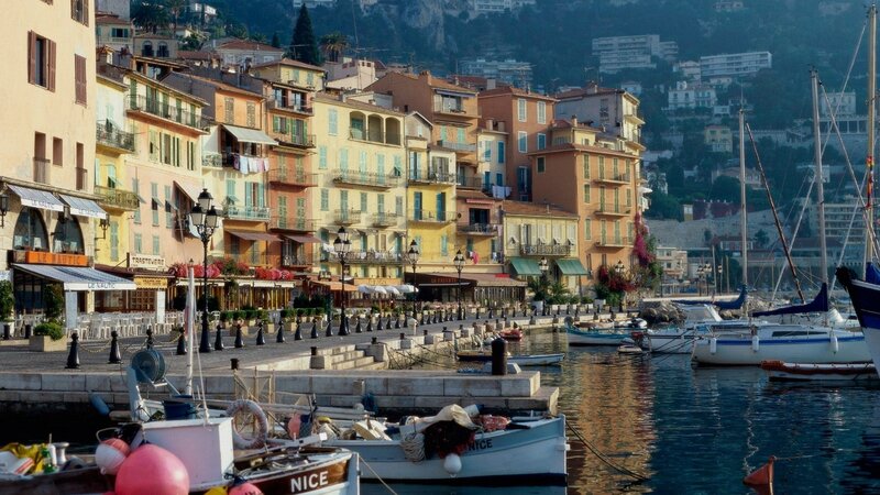 Colorful Buildings by Harbor — Yellow