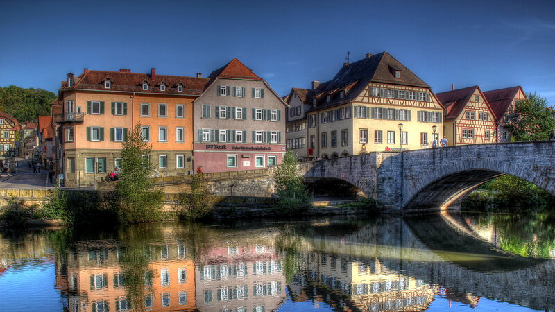 Colorful Buildings by River
