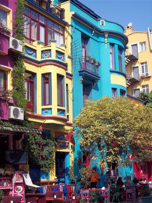Colorful buildings in a city