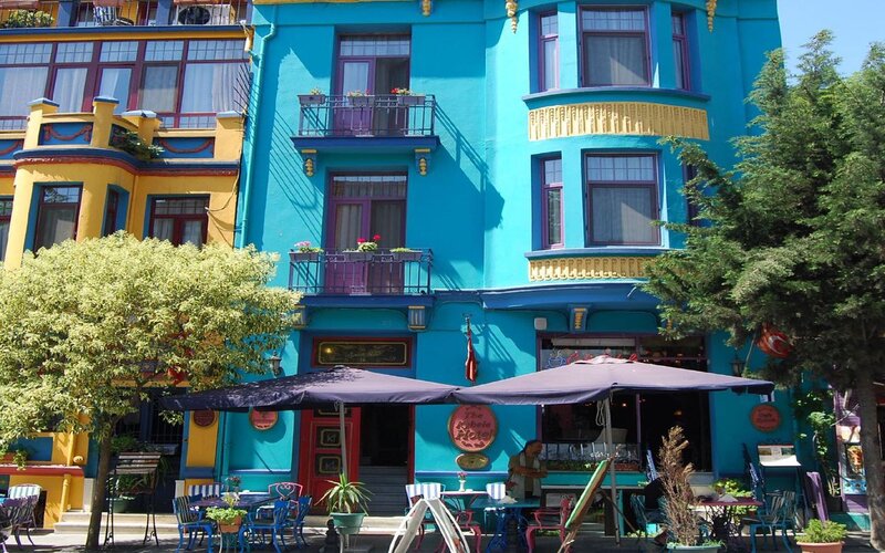 Colorful buildings in a city