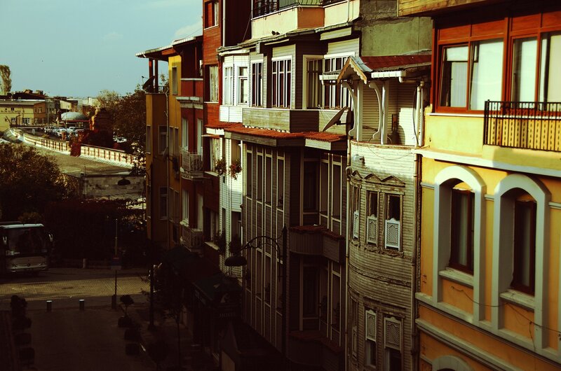 Colorful buildings in a city