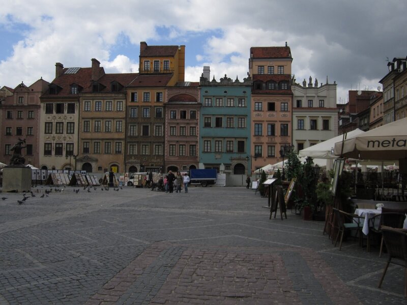 Colorful buildings in a European square