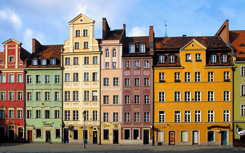 Colorful Buildings in a Row — Yellow
