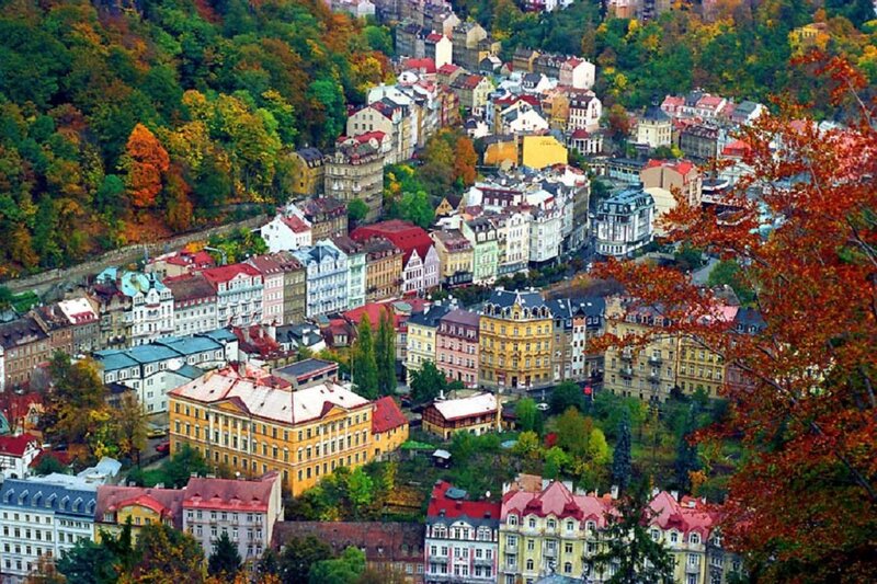 Colorful Buildings in Autumn