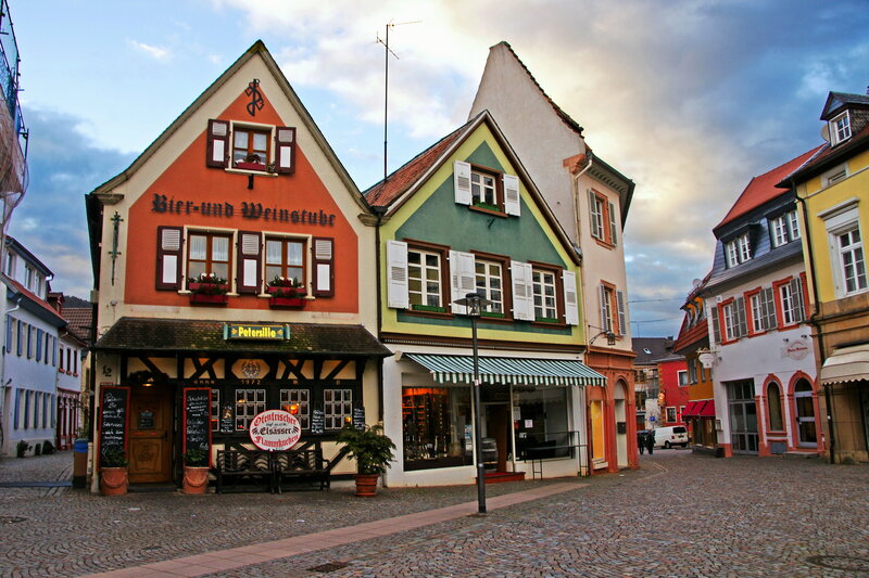 Colorful Buildings in Town Square