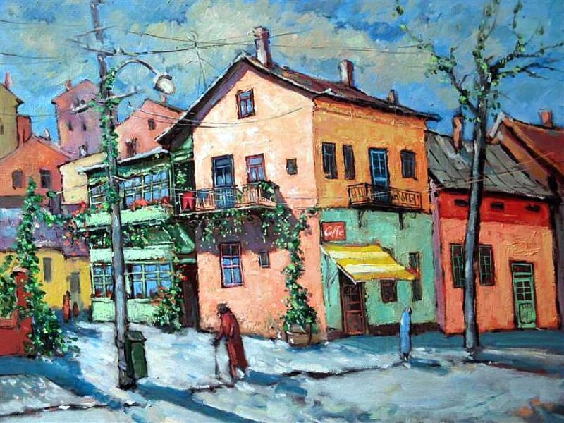Colorful Buildings in Winter