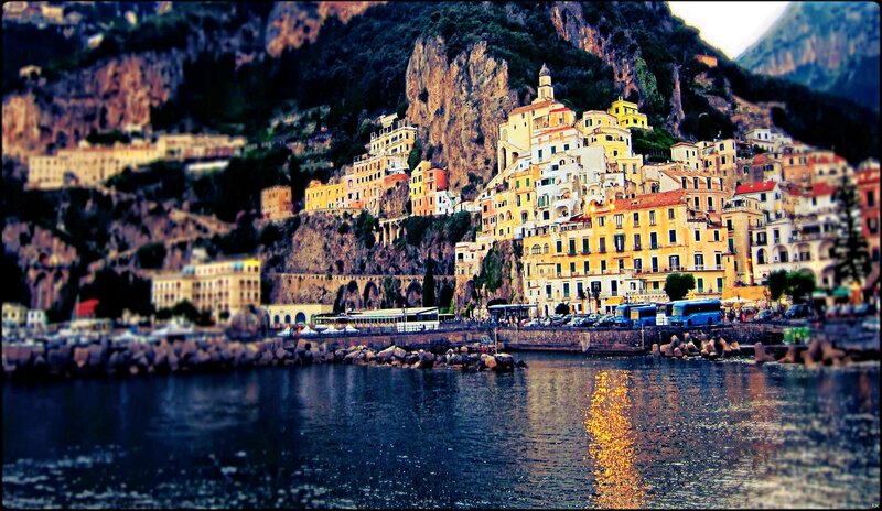 Colorful Buildings on Cliff — Yellow