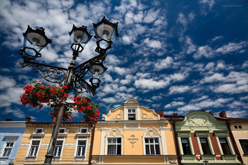 Colorful buildings under blue sky