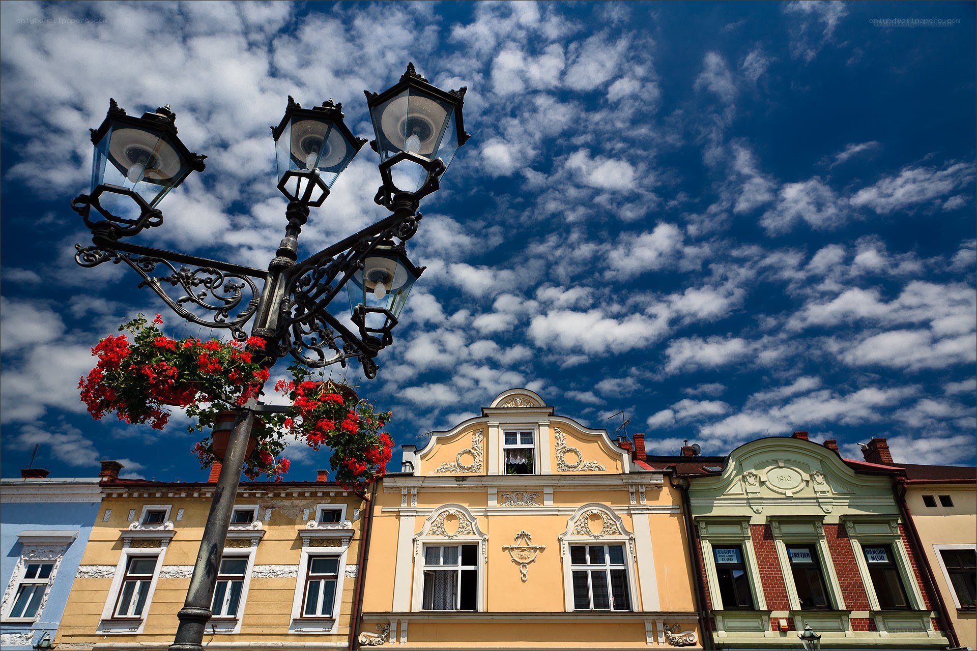Colorful buildings under blue sky