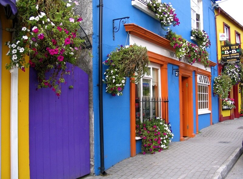 Colorful Buildings with Flowers