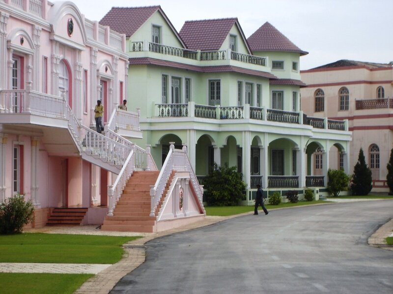 colorful buildings with staircases