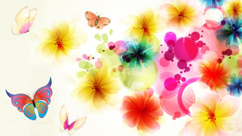 Colorful Butterflies and Flowers — Yellow