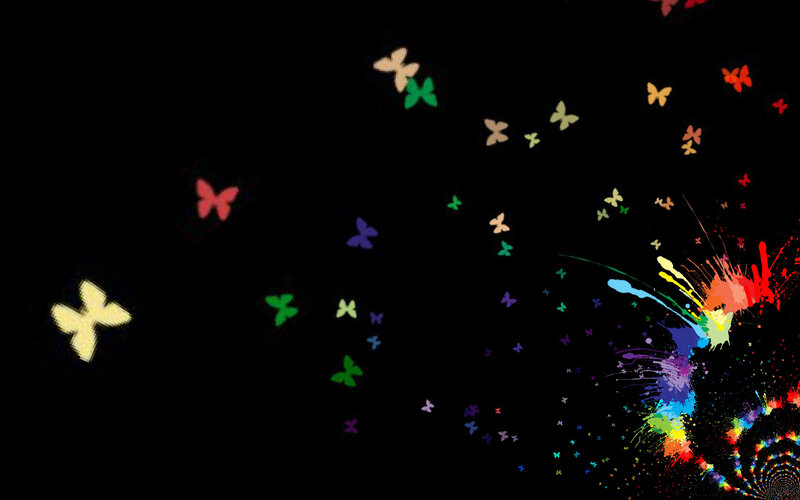 Colorful Butterflies and Paint Splatter