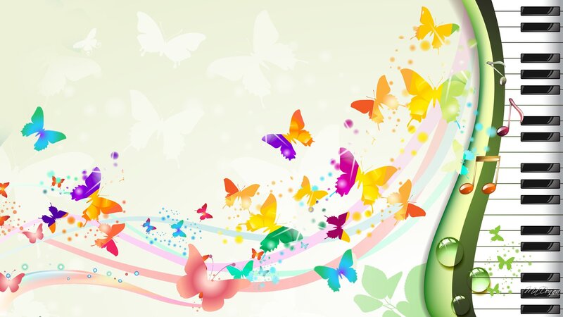 Colorful Butterflies and Piano
