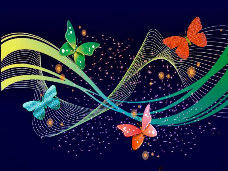 Colorful Butterflies — Blue, Dreamy, Night
