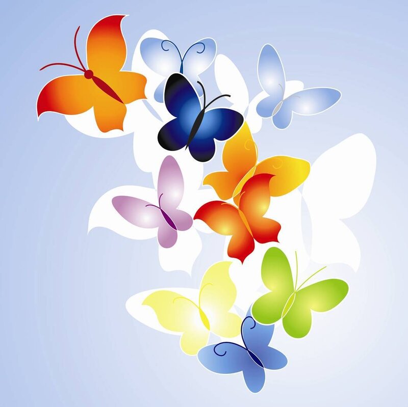 Colorful Butterflies — Blue, Playful