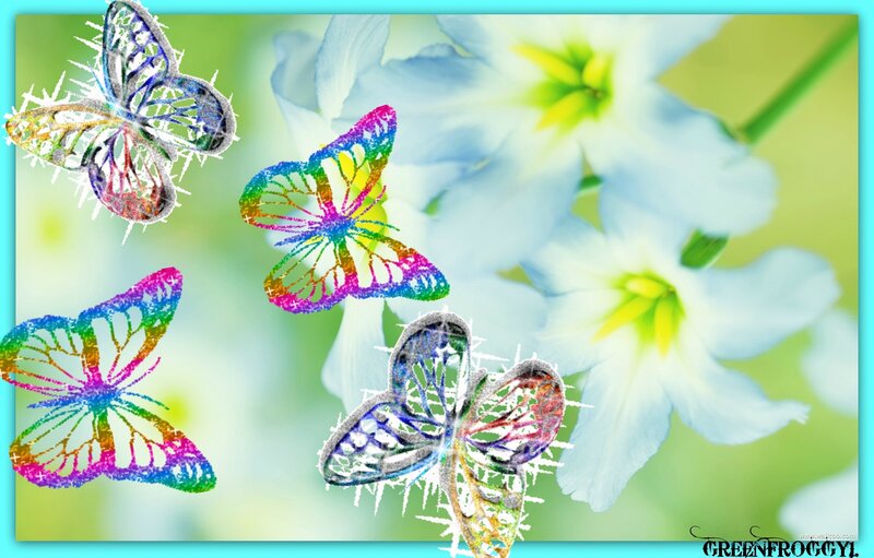 Colorful Butterflies — Blue, Serene, Digital Art