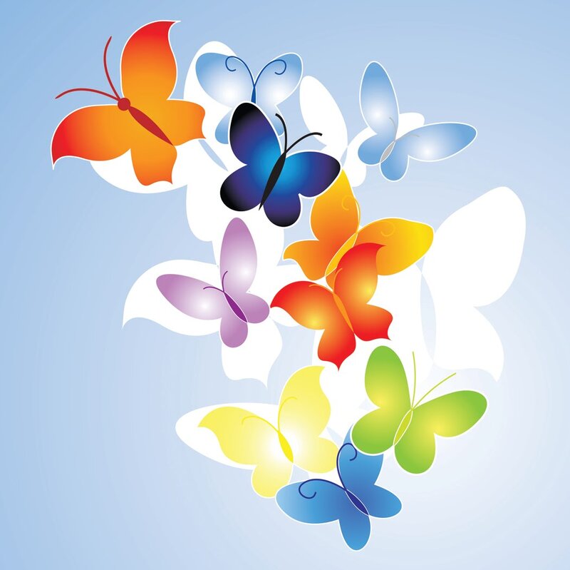 Colorful Butterflies — Blue, Serene, Vector Art