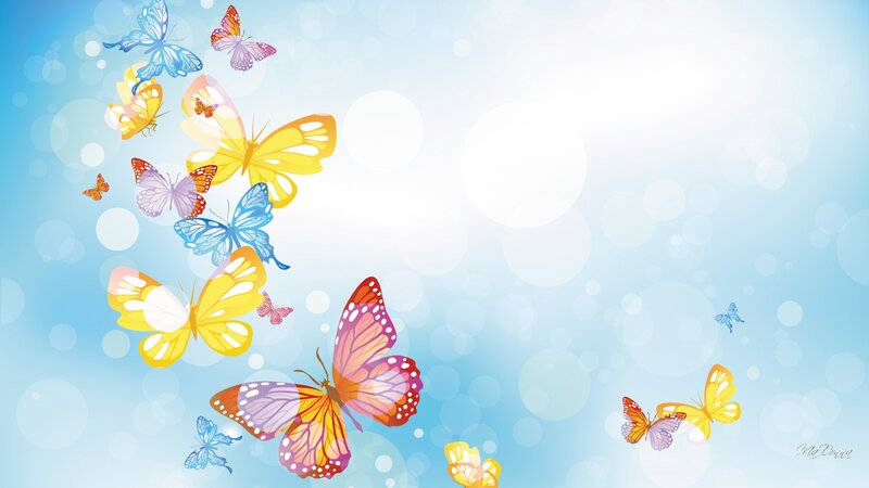 Colorful Butterflies Flying — Blue