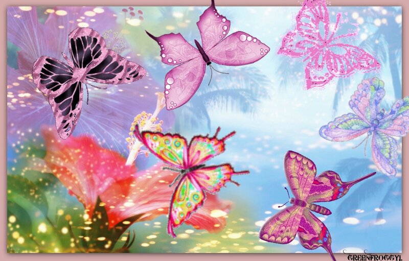Colorful Butterflies Flying — Pink, Dreamy