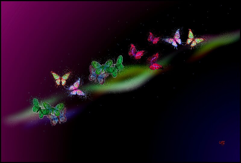 Colorful Butterflies Flying — Purple