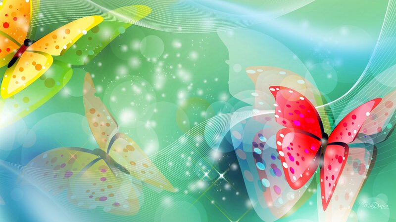 Colorful Butterflies — Green, Dreamy