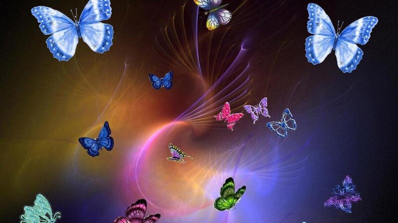Colorful Butterflies in Flight — Blue