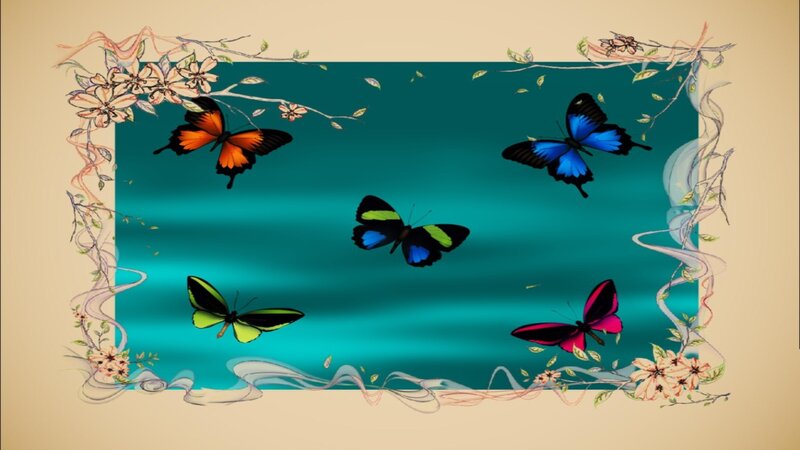 Colorful Butterflies in Flight — Teal