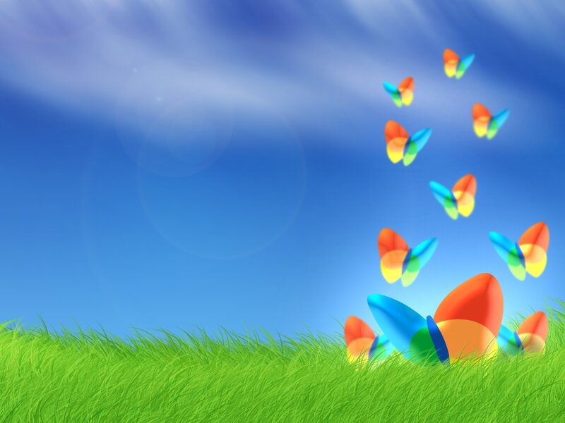 Colorful Butterflies in Grass — Blue