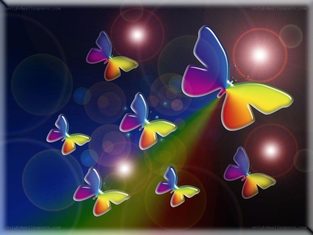 Colorful butterflies in space