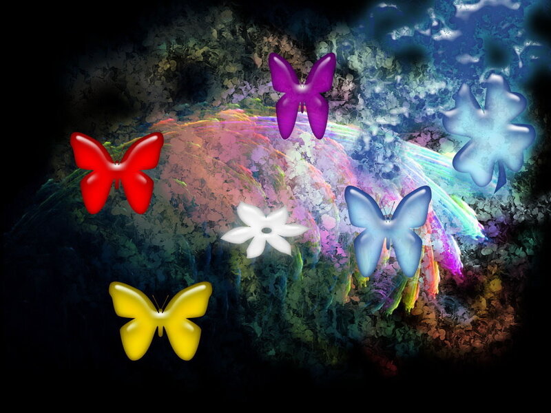 Colorful butterflies on abstract background