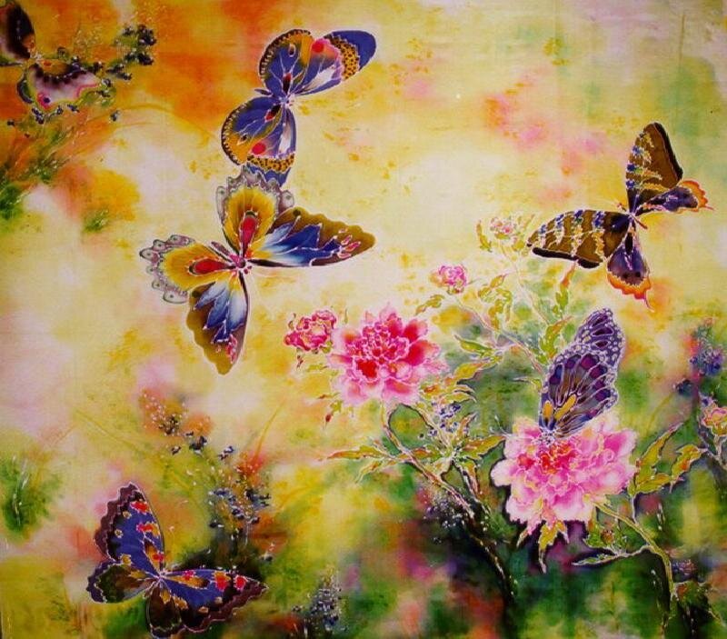 Colorful butterflies on flowers