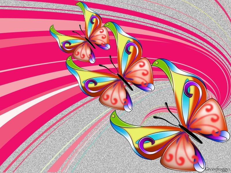 Colorful Butterflies — Pink, Vibrant, Digital Art