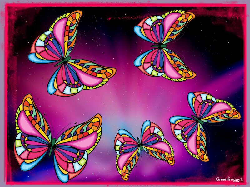 Colorful Butterflies — Purple, Vibrant, Night
