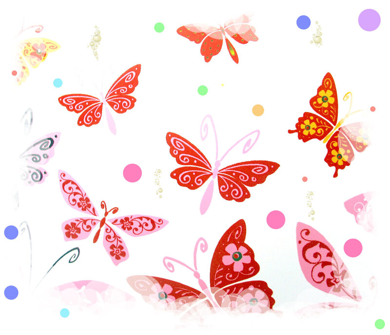 Colorful Butterflies — Red, Playful
